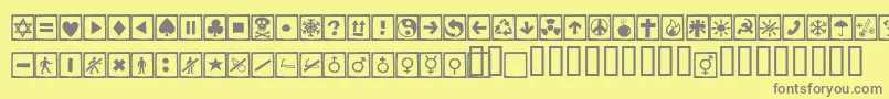 Alesignscagell-fontti – harmaat kirjasimet keltaisella taustalla