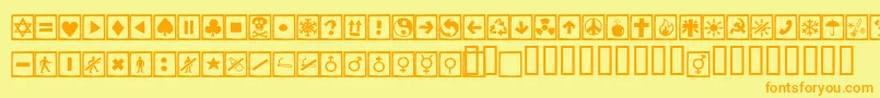 Alesignscagell-fontti – oranssit fontit keltaisella taustalla