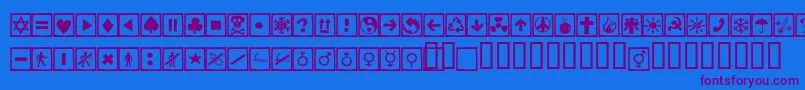 フォントAlesignscagell – 紫色のフォント、青い背景