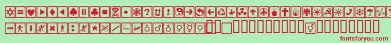 Alesignscagell-Schriftart – Rote Schriften auf grünem Hintergrund