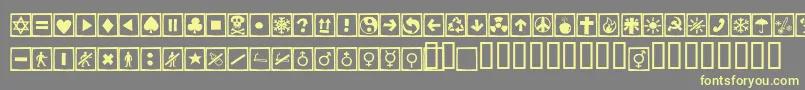 フォントAlesignscagell – 黄色のフォント、灰色の背景