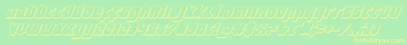 Exoplanet3Dital-Schriftart – Gelbe Schriften auf grünem Hintergrund