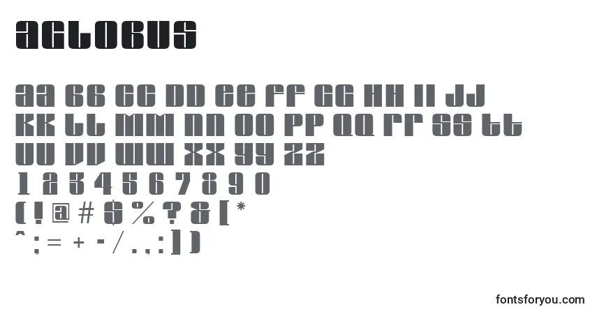 Schriftart AGlobus – Alphabet, Zahlen, spezielle Symbole