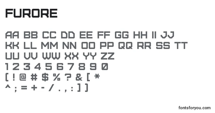 Шрифт Furore – алфавит, цифры, специальные символы