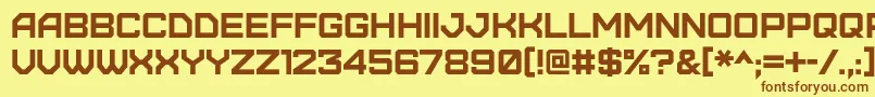 フォントFurore – 茶色の文字が黄色の背景にあります。