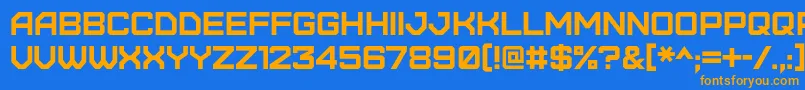 フォントFurore – オレンジ色の文字が青い背景にあります。