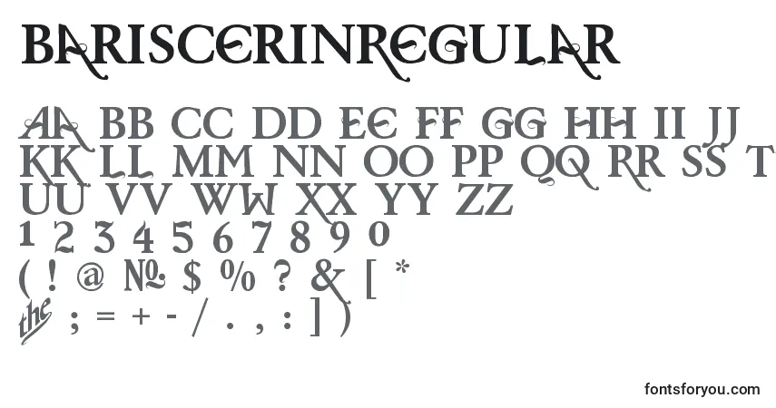 Schriftart BarisCerinRegular – Alphabet, Zahlen, spezielle Symbole