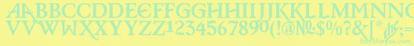Fonte BarisCerinRegular – fontes verdes em um fundo amarelo