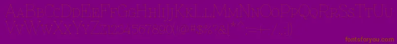 Znikomitsc-Schriftart – Braune Schriften auf violettem Hintergrund