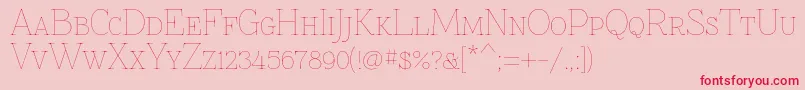 フォントZnikomitsc – ピンクの背景に赤い文字