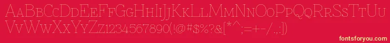 Znikomitsc Font – Yellow Fonts on Red Background