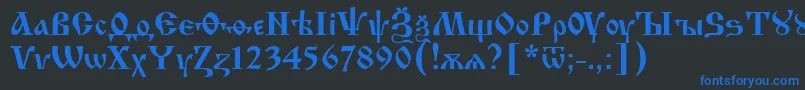 Izhit55-Schriftart – Blaue Schriften auf schwarzem Hintergrund