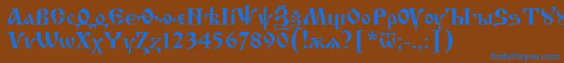Izhit55-Schriftart – Blaue Schriften auf braunem Hintergrund