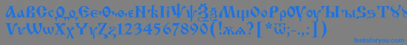 Izhit55-fontti – siniset fontit harmaalla taustalla