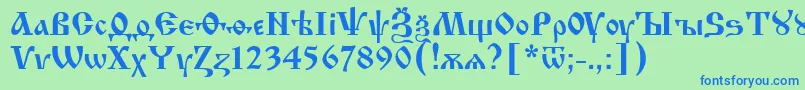 フォントIzhit55 – 青い文字は緑の背景です。