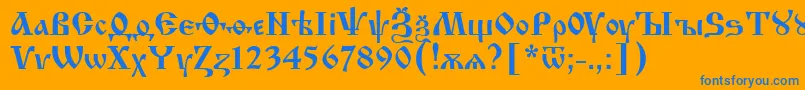 Izhit55-fontti – siniset fontit oranssilla taustalla