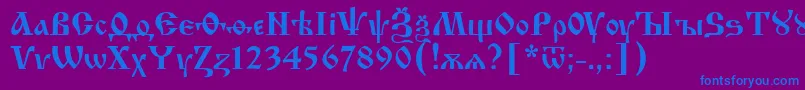 Izhit55-Schriftart – Blaue Schriften auf violettem Hintergrund