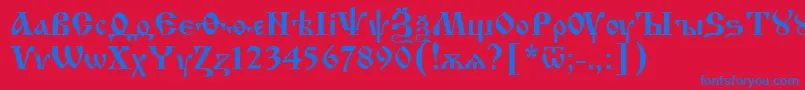 Izhit55-Schriftart – Blaue Schriften auf rotem Hintergrund