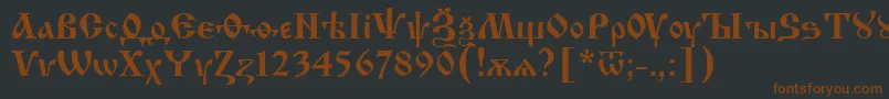 Izhit55-fontti – ruskeat fontit mustalla taustalla