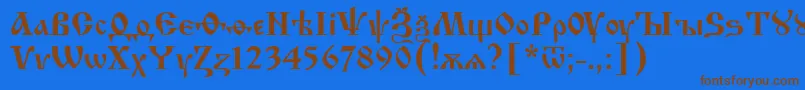 Izhit55 Font – Brown Fonts on Blue Background