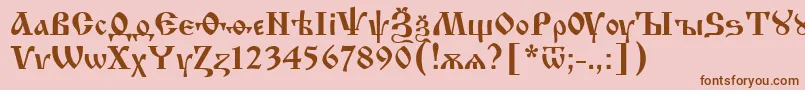 Izhit55-Schriftart – Braune Schriften auf rosa Hintergrund