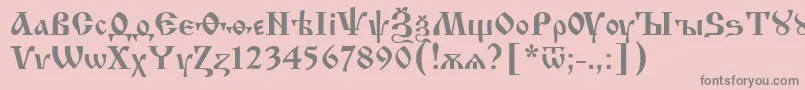 Izhit55-fontti – harmaat kirjasimet vaaleanpunaisella taustalla