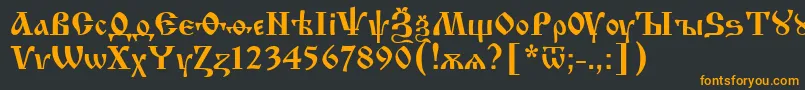 Izhit55-fontti – oranssit fontit mustalla taustalla