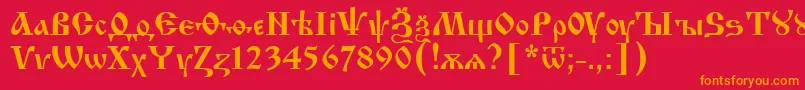 Izhit55-Schriftart – Orangefarbene Schriften auf rotem Hintergrund