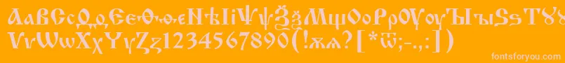 Izhit55-Schriftart – Rosa Schriften auf orangefarbenem Hintergrund