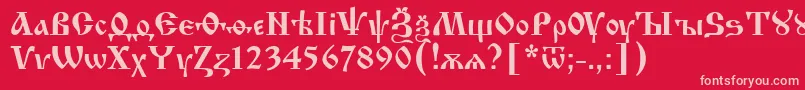Izhit55-Schriftart – Rosa Schriften auf rotem Hintergrund