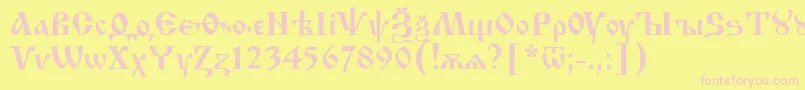 Izhit55-fontti – vaaleanpunaiset fontit keltaisella taustalla