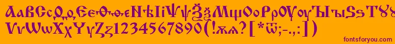 Izhit55-fontti – violetit fontit oranssilla taustalla