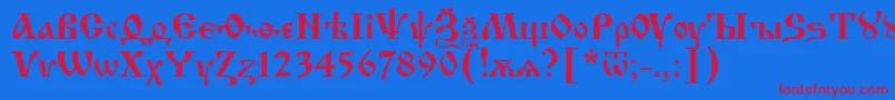 フォントIzhit55 – 赤い文字の青い背景