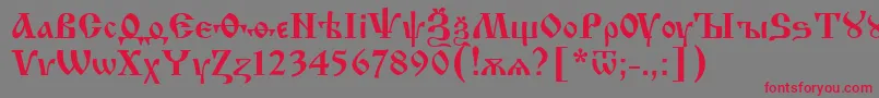 フォントIzhit55 – 赤い文字の灰色の背景