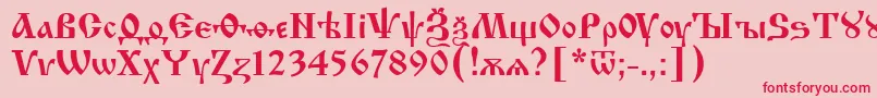 Izhit55-Schriftart – Rote Schriften auf rosa Hintergrund