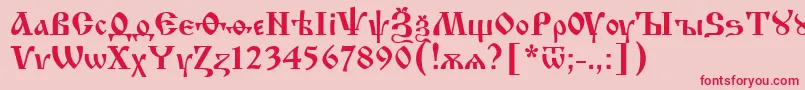 フォントIzhit55 – ピンクの背景に赤い文字