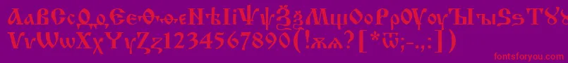 Fonte Izhit55 – fontes vermelhas em um fundo violeta
