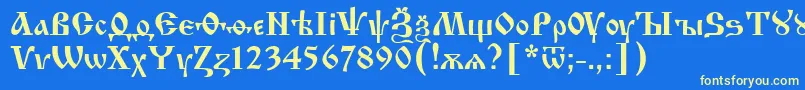 Izhit55 Font – Yellow Fonts on Blue Background