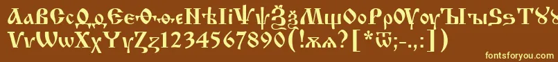 Izhit55-fontti – keltaiset fontit ruskealla taustalla
