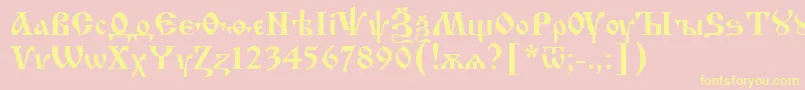 Izhit55-Schriftart – Gelbe Schriften auf rosa Hintergrund