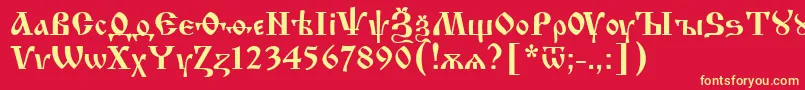 Шрифт Izhit55 – жёлтые шрифты на красном фоне