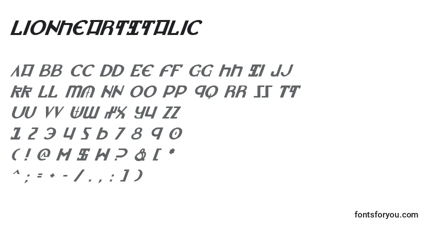 LionheartItalic-fontti – aakkoset, numerot, erikoismerkit