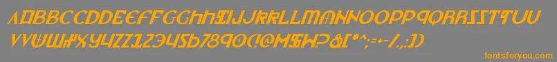フォントLionheartItalic – オレンジの文字は灰色の背景にあります。