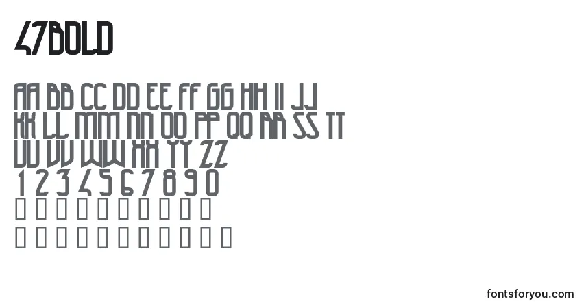 Schriftart 47Bold (114149) – Alphabet, Zahlen, spezielle Symbole