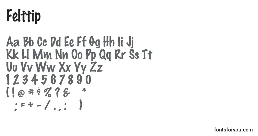 Czcionka Felttip – alfabet, cyfry, specjalne znaki