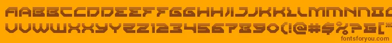 Xenodemonhalftone-Schriftart – Braune Schriften auf orangefarbenem Hintergrund
