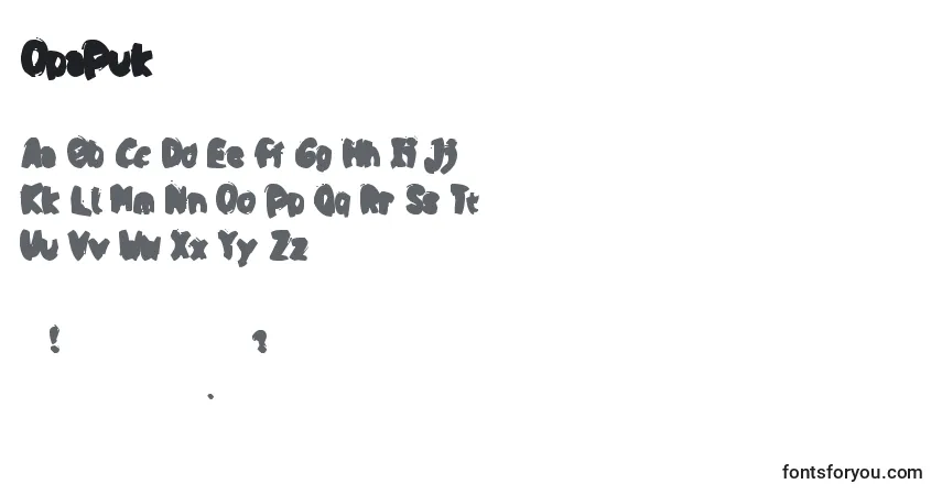 Schriftart OpaPuk – Alphabet, Zahlen, spezielle Symbole