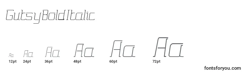 GutsyBoldItalic Font Sizes