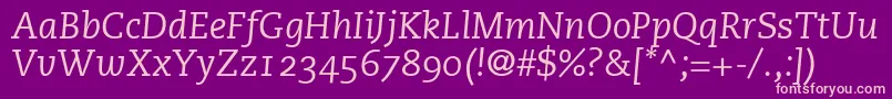 PmnCaecilia56ItalicOldstyleFigures Font – Pink Fonts on Purple Background