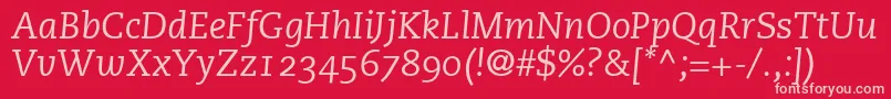 PmnCaecilia56ItalicOldstyleFigures Font – Pink Fonts on Red Background